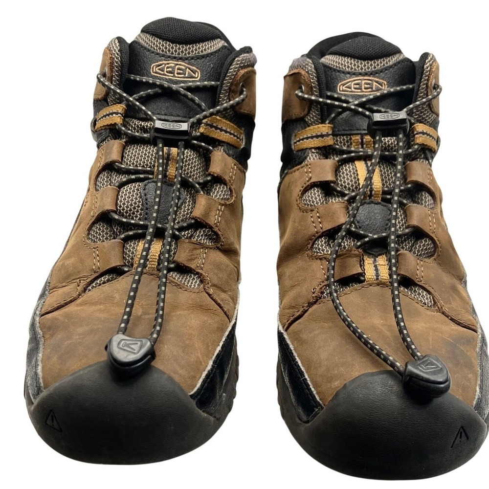 KEEN Hiking Boots Mens Size 6 Brown Waterproof Leather Mid Top Excellent Bungee